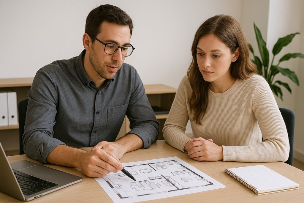 Ergonomic office furniture setup for productive teamwork and efficient workspace design.
