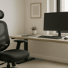 Ergonomic office chair with adjustable features in a modern workspace. Perfect for enhancing product.