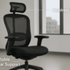 Ergonomic office chair with lumbar support and headrest for better posture and comfort.