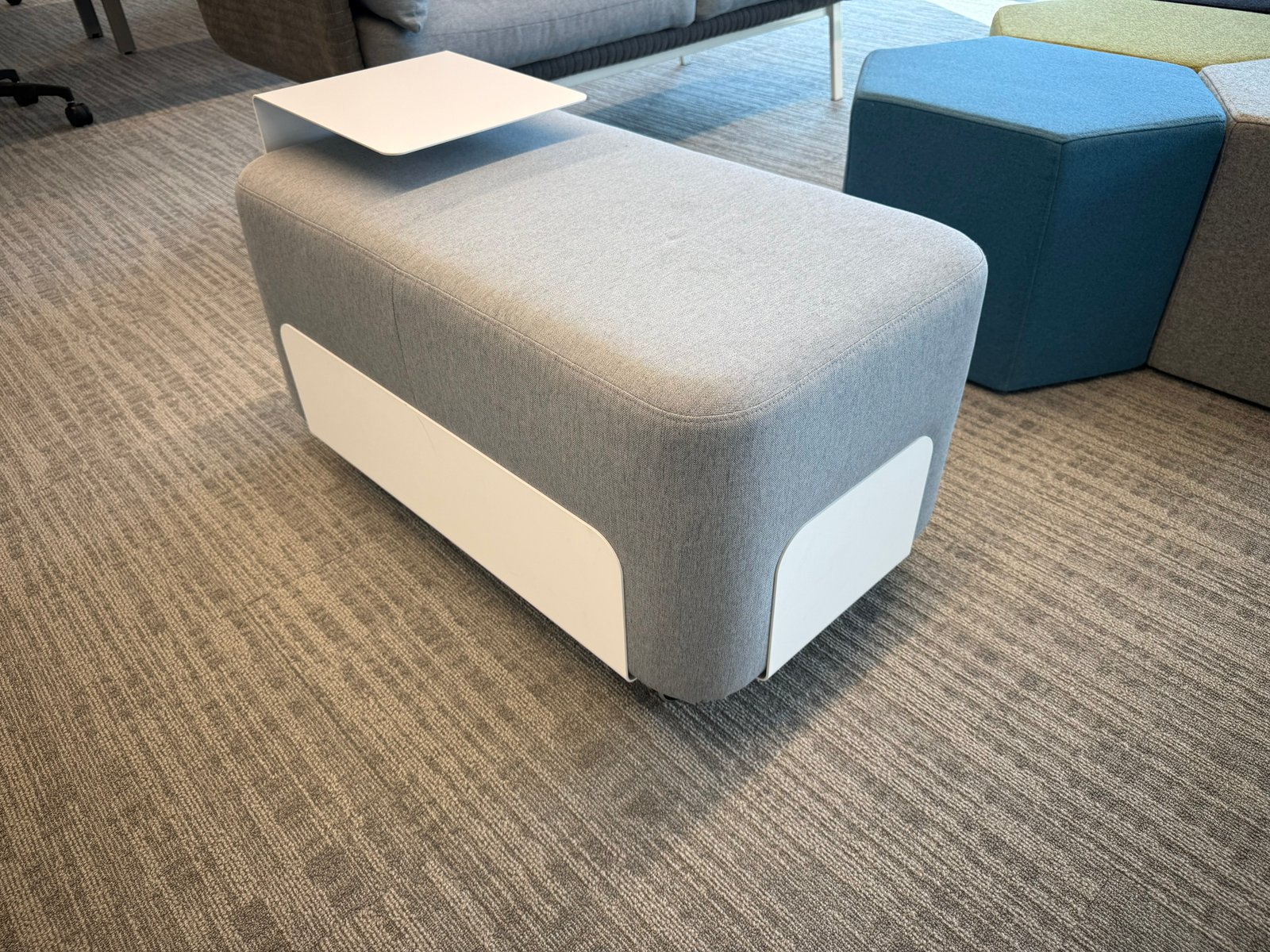 OFS Grey Ottoman Mobile Plush with table