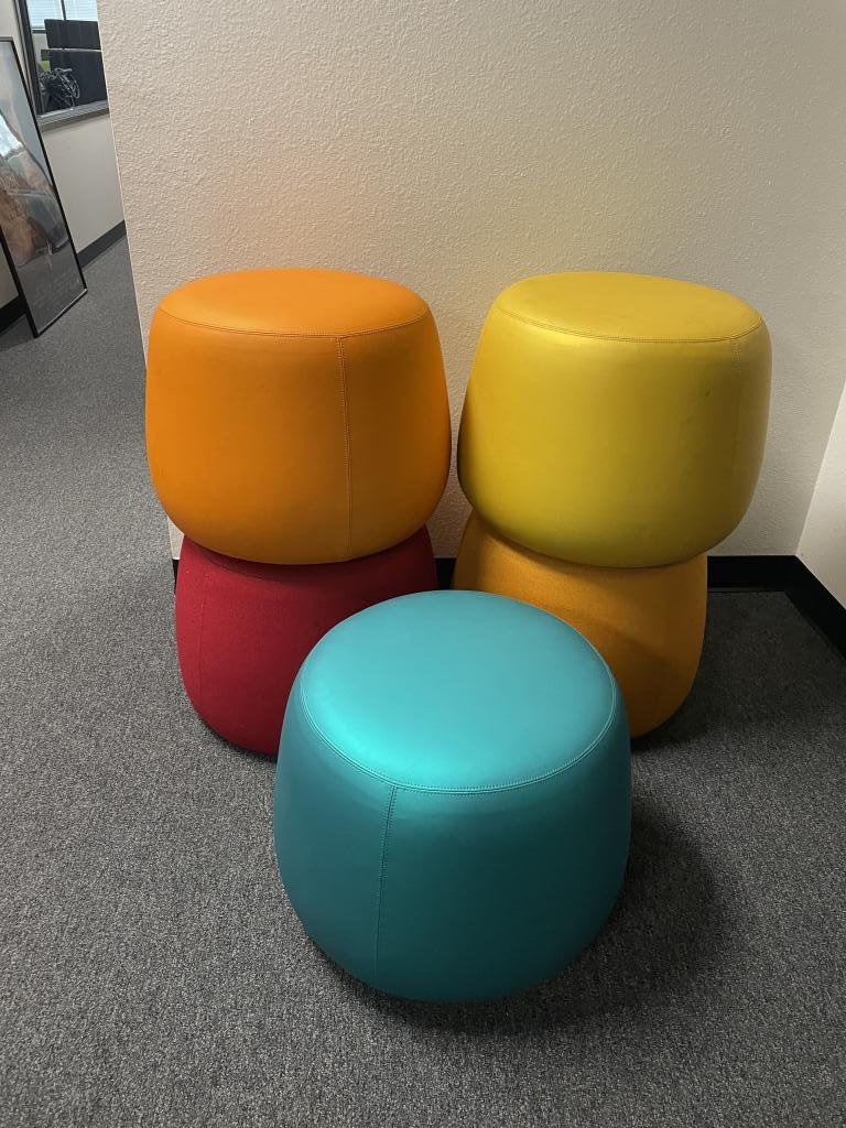 Soft seating colorful ottomans