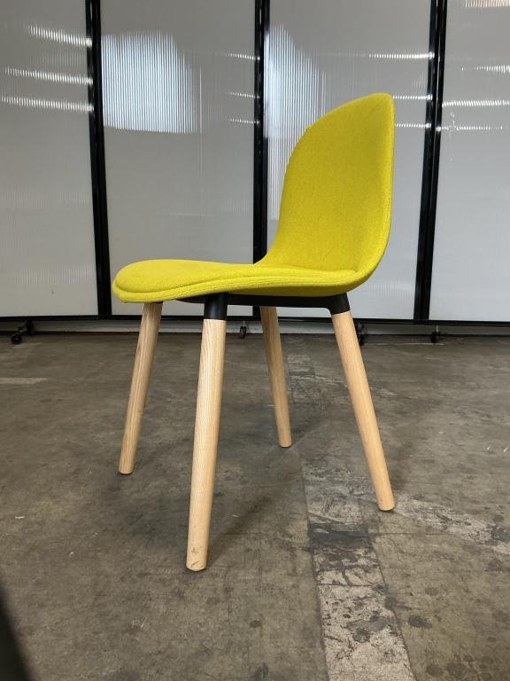 Yellow Eames Inspired White Oak Accent Chair