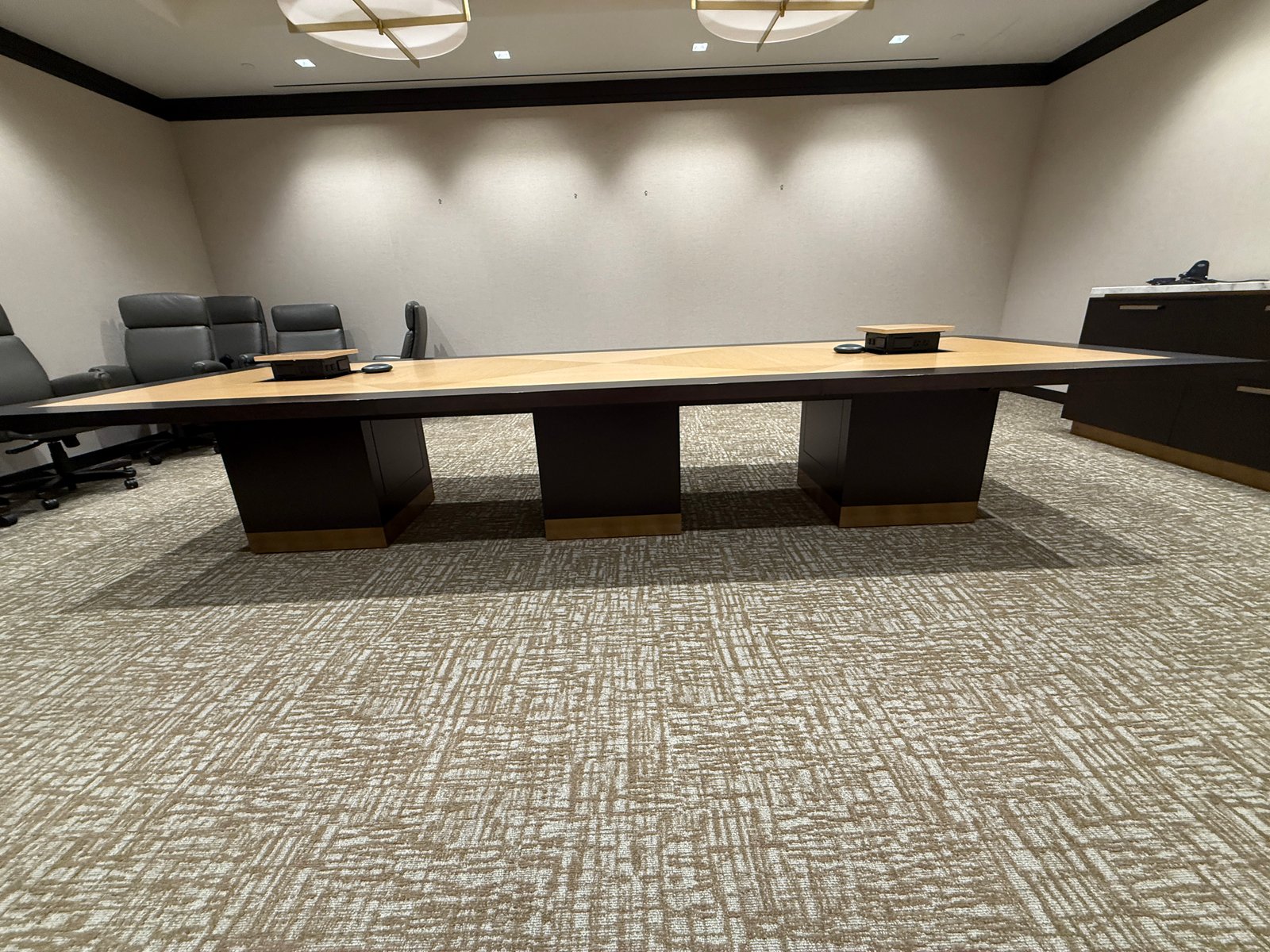 Gianni 14'x5' Luxury Veneer Powered Conference Table two tone