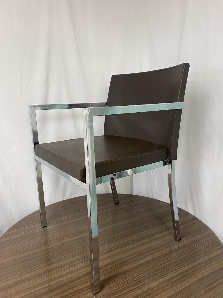 Stylex Mocha Plush Leather & Chrome Chair