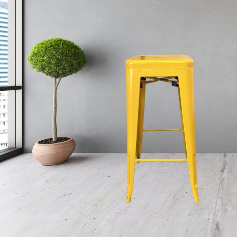 We Work yellow counter height stool