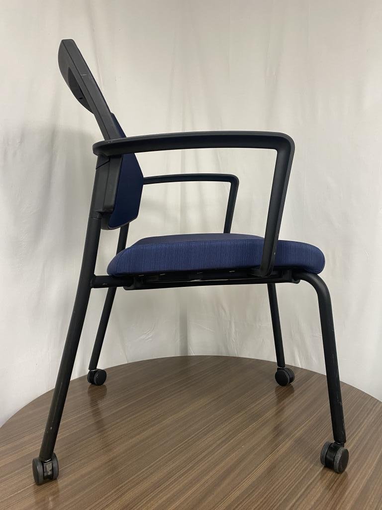 Sit On It Blue stacking chairs on casters