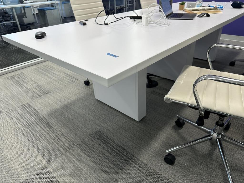 Enwork Artic White 8' Modern Thick Table