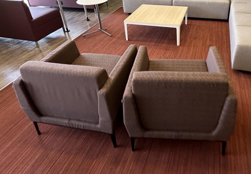 Coalesse Red and Black Sofa Lounge Chairs