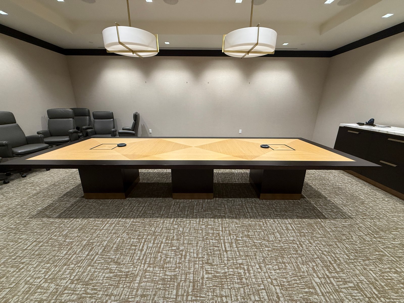 Gianni 14'x5' Luxury Veneer Powered Conference Table two tone