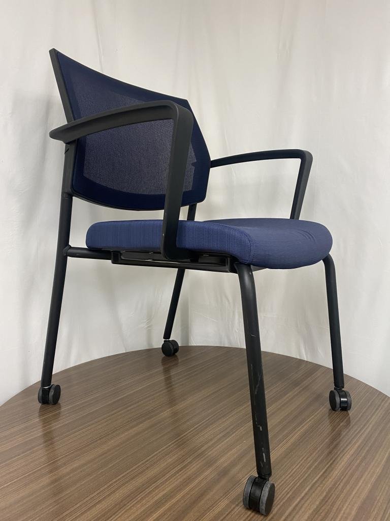 Sit On It Blue stacking chairs on casters
