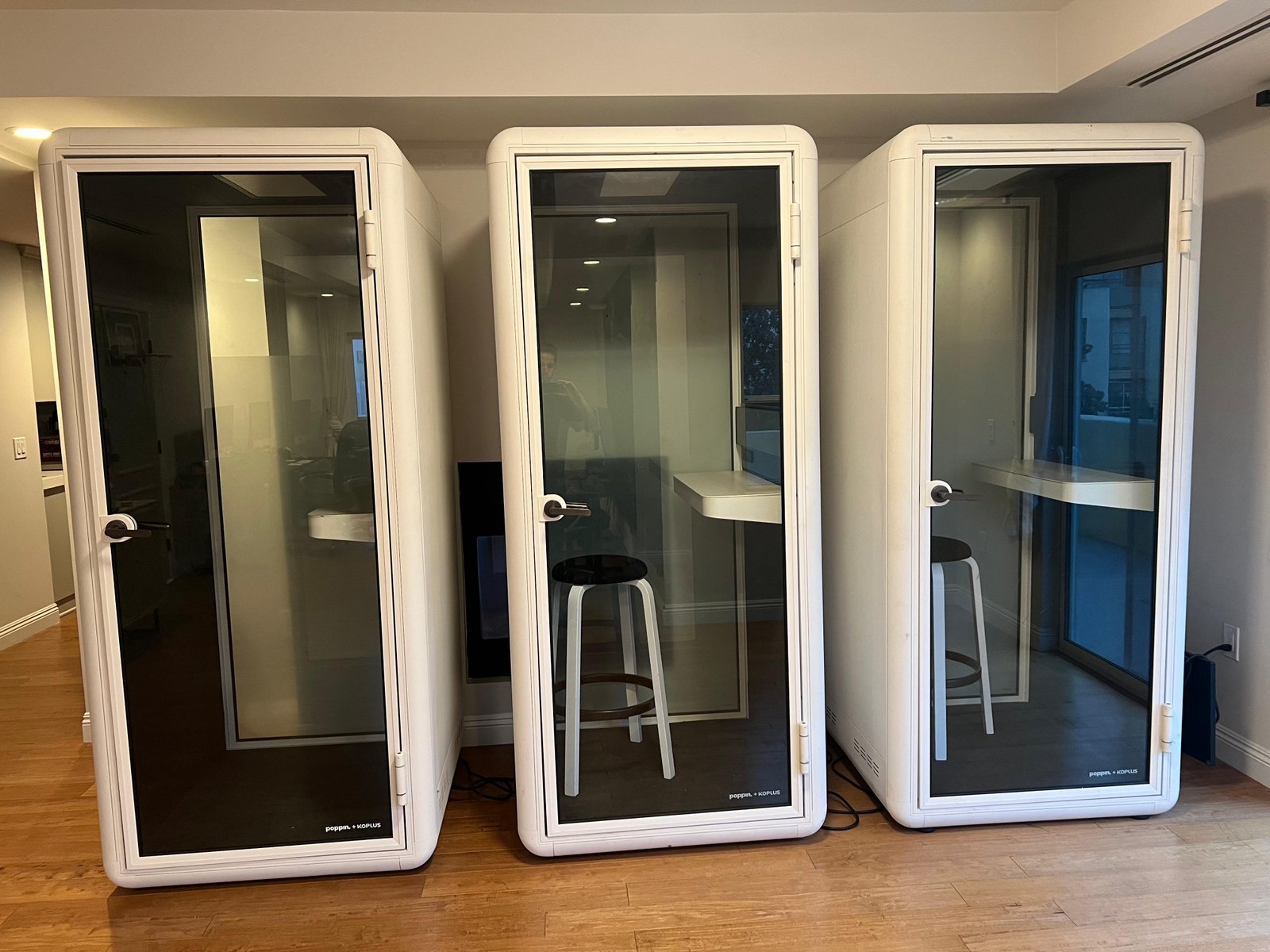 Poppin Pod White & Glass Phone Booth