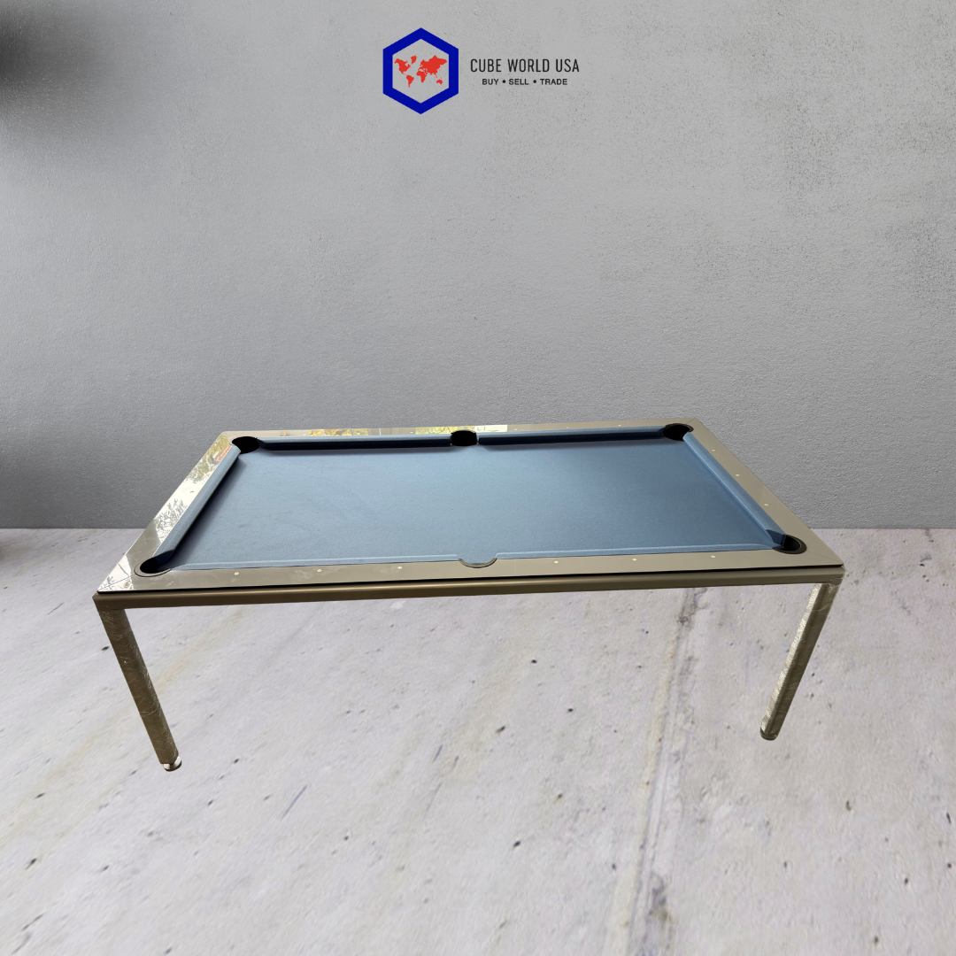 Custom Silver and Blue Granite Pool Table and Dinner Table