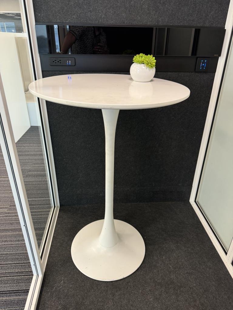 Bar Height White Tables with Tulip Base