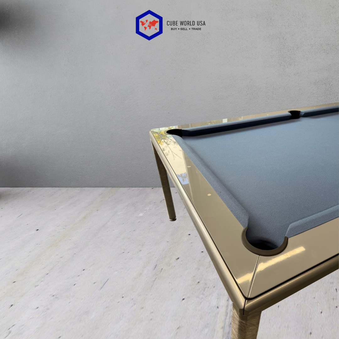 Custom Silver and Blue Granite Pool Table and Dinner Table