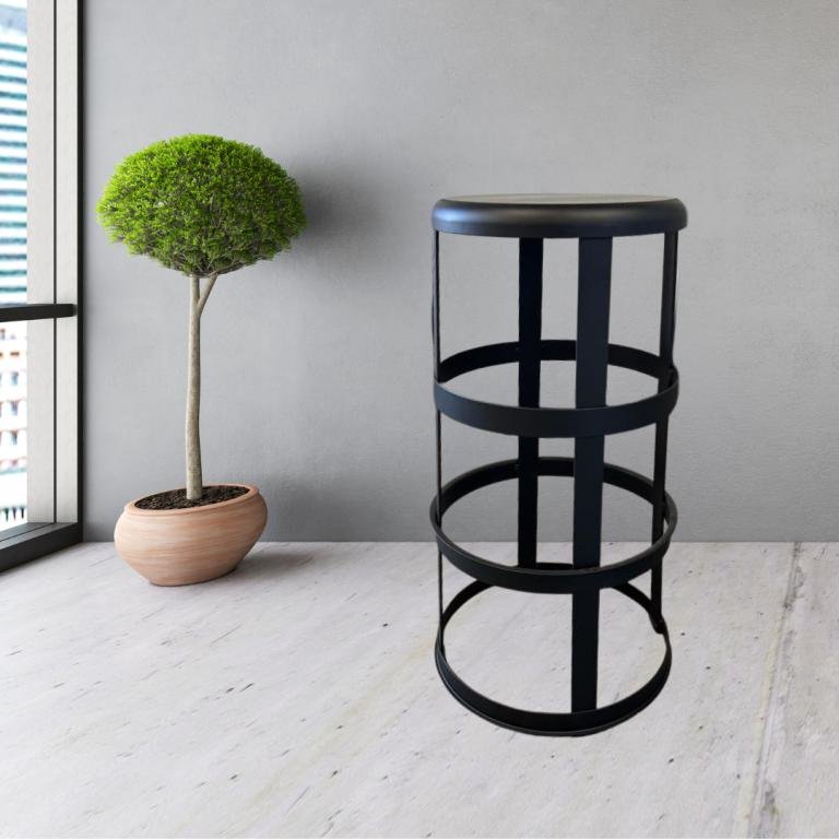 Division 12 Black Cylindrical Bar Stool
