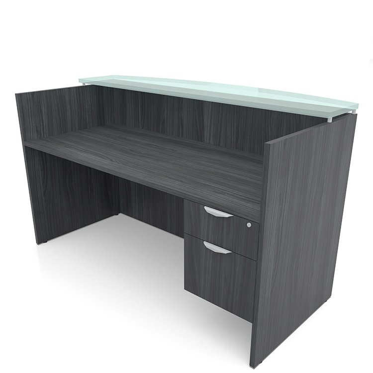 Modern 6' Reception Desk Shell W/Glass & Ped