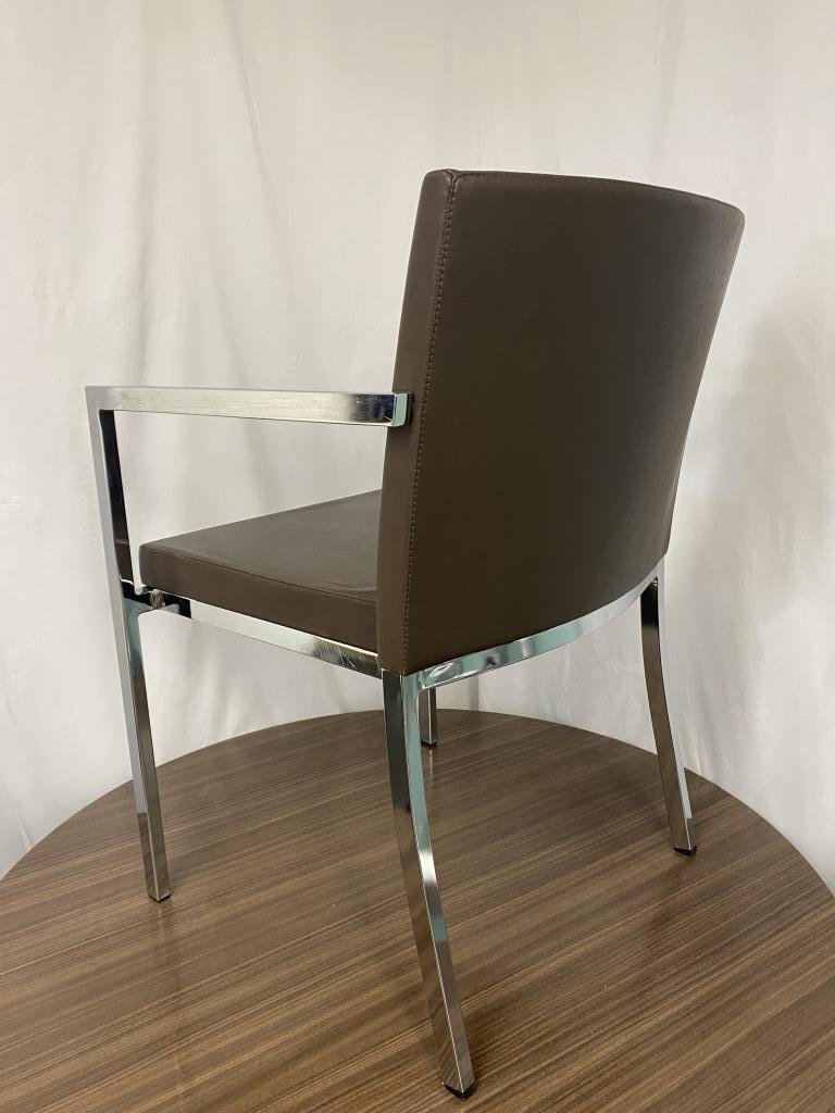 Stylex Mocha Plush Leather & Chrome Chair