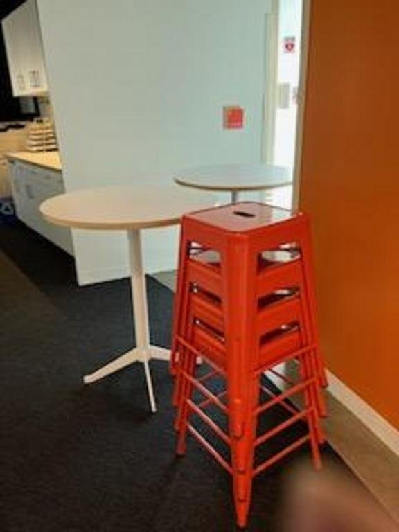 Brayton Orange Metal Stackable Bar Stools