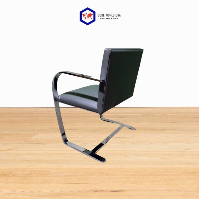 Knoll Studio Grey Leather Chrome Sled Base