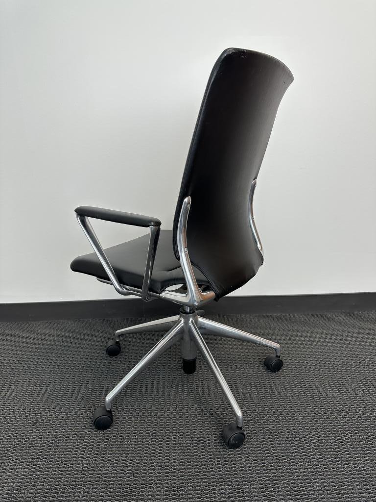 Vitra Meda Black Leather and Chrome Chair