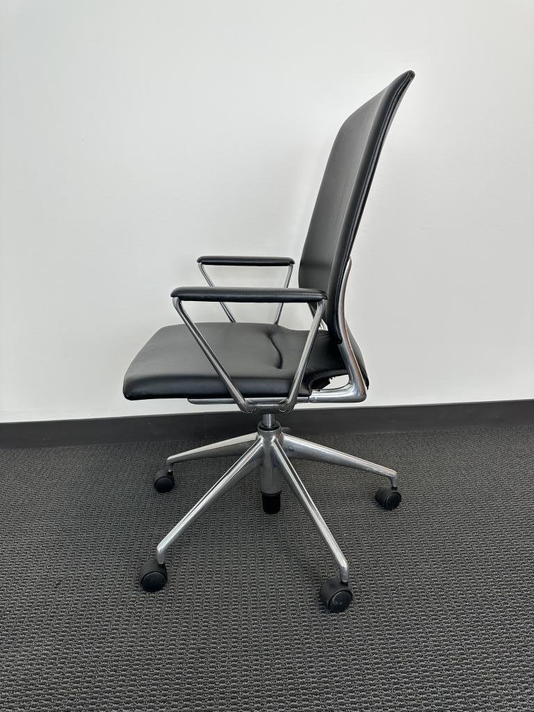 Vitra Meda Black Leather and Chrome Chair