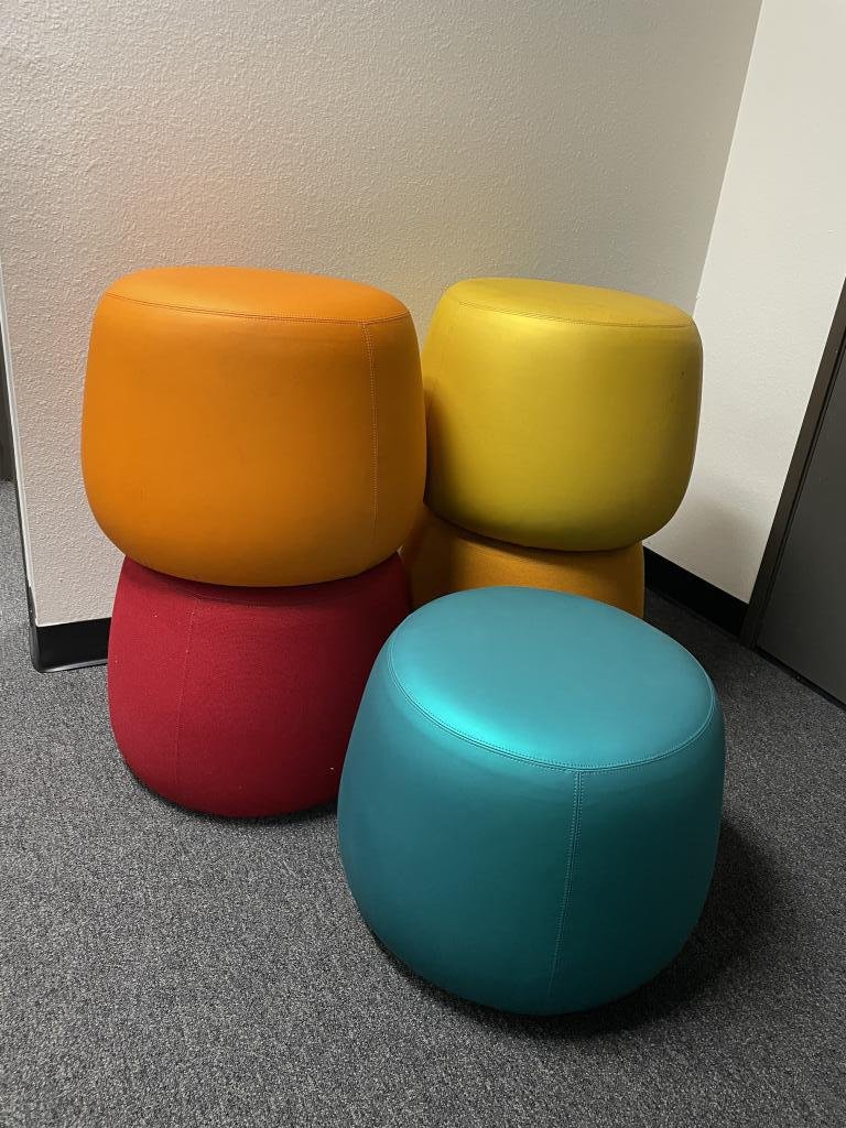 Soft seating colorful ottomans