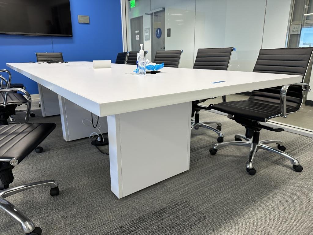 Enwork Artic White 8' Modern Thick Table