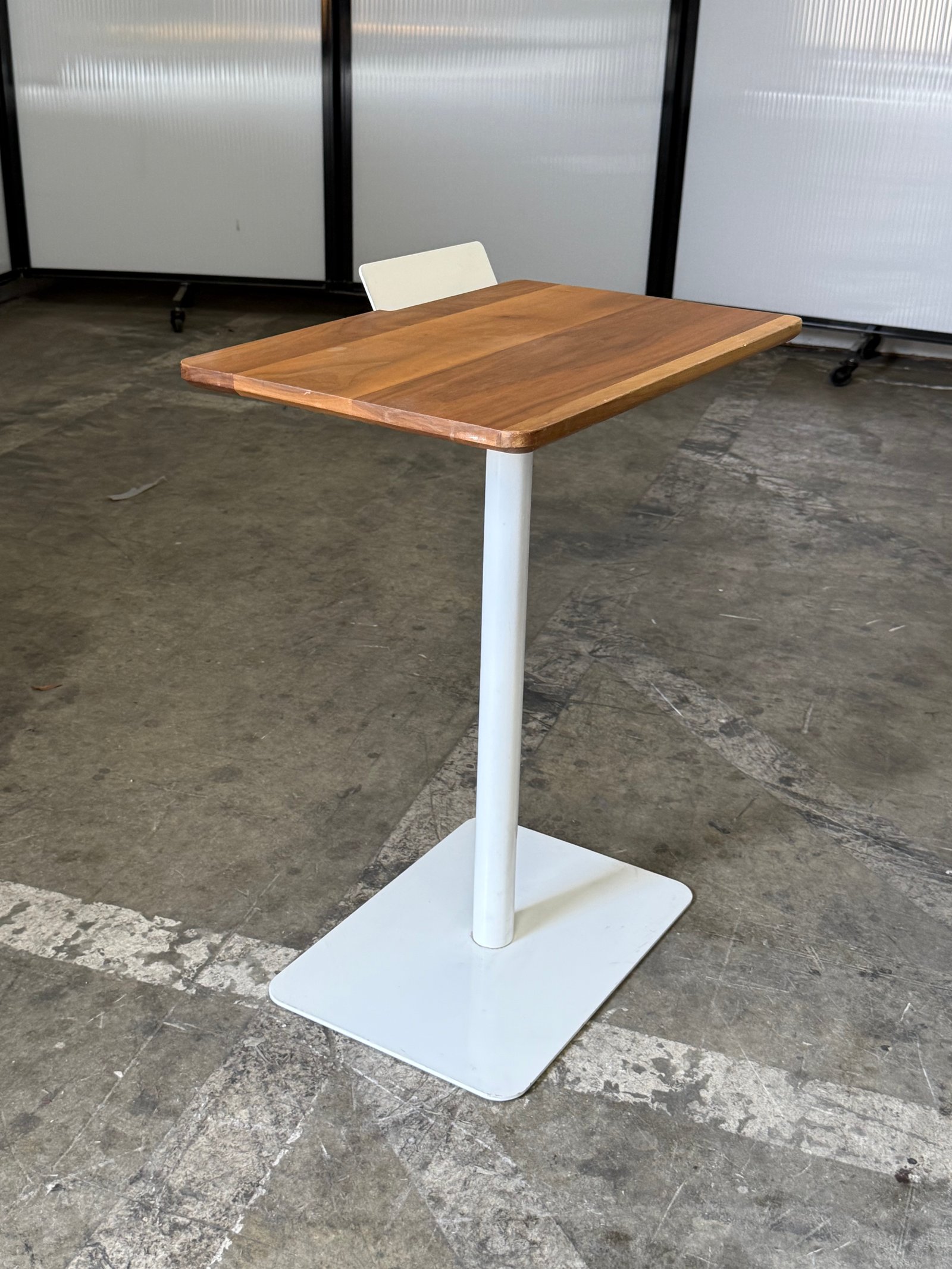 Hightower laptop table cheery top white metal base 21"Wx14"Dx26"T