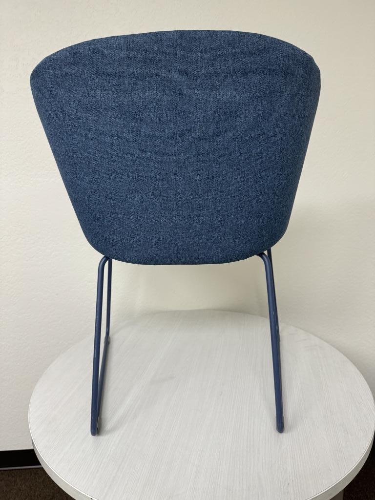 Poppin Pitch blue sled bucket seat chair