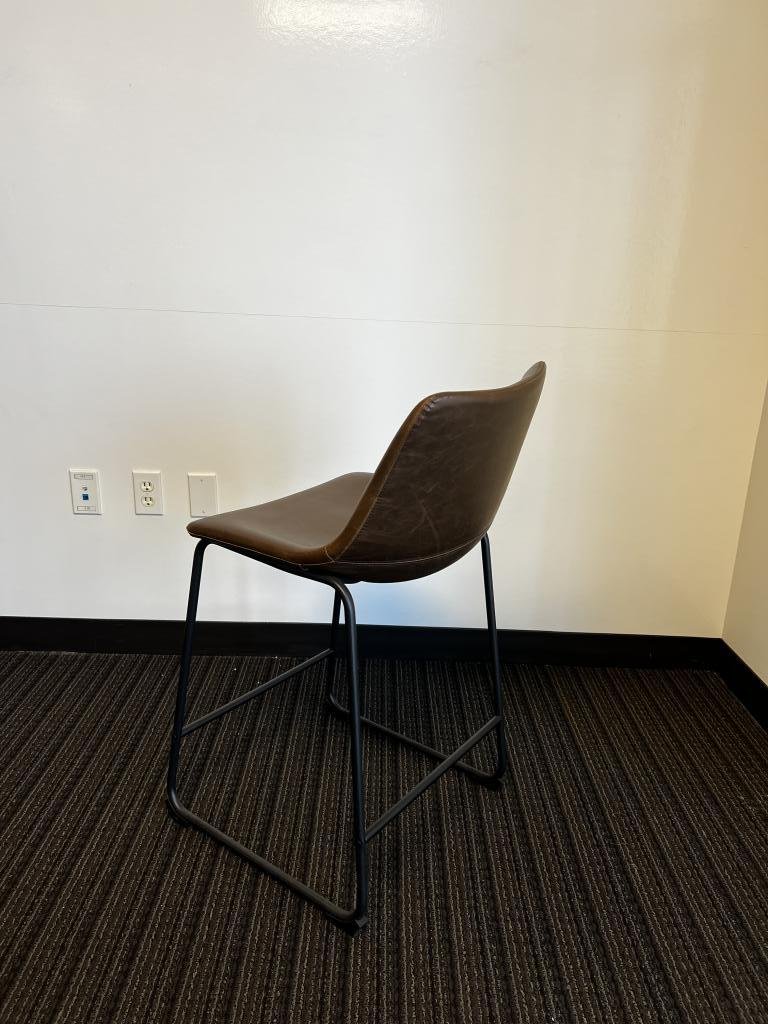 Noble House Home - Brown Leather (PU) Stool