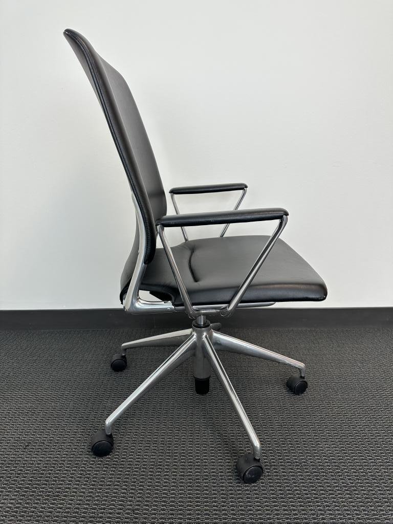 Vitra Meda Black Leather and Chrome Chair