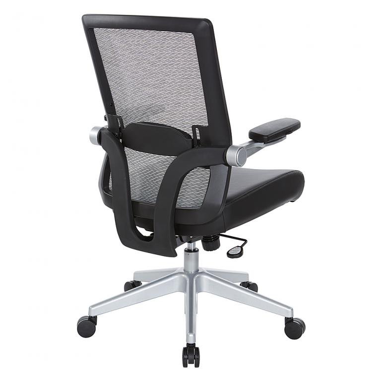 Office Star Mesh/ Leather chair W/Chrome Base