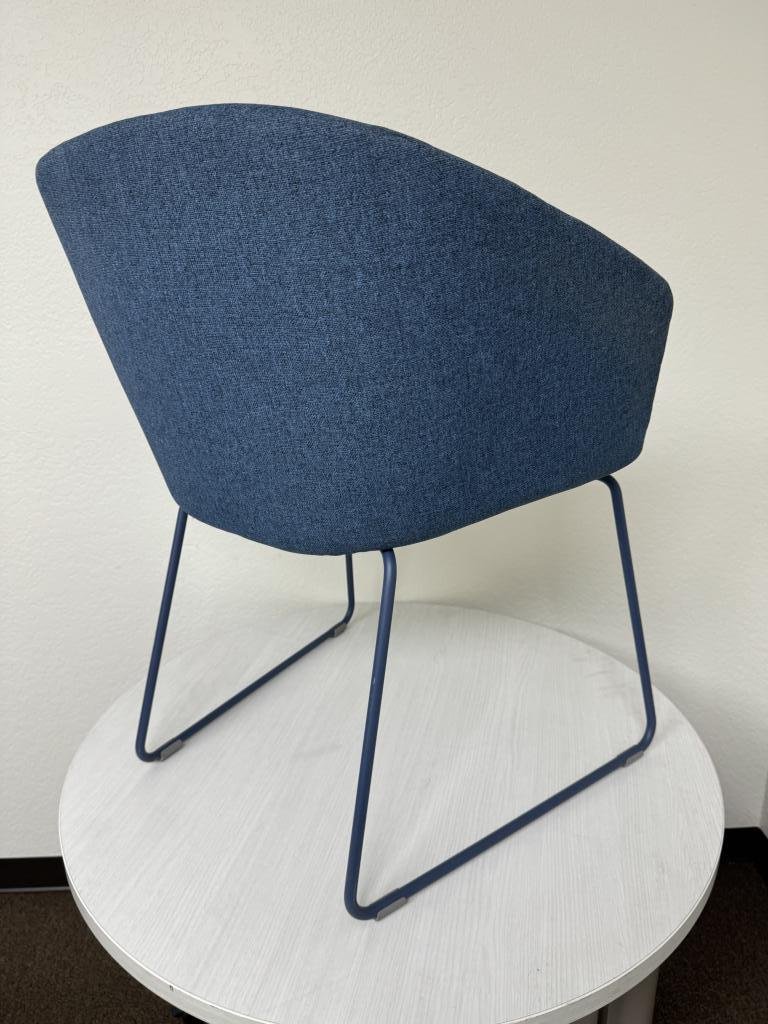 Poppin Pitch blue sled bucket seat chair