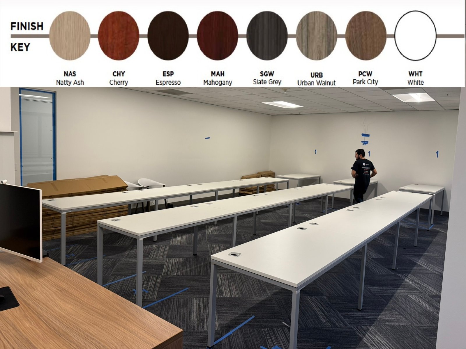 BOSS Powered 4'-6' wide Benching stations 24"-30" deep in 7 finishes