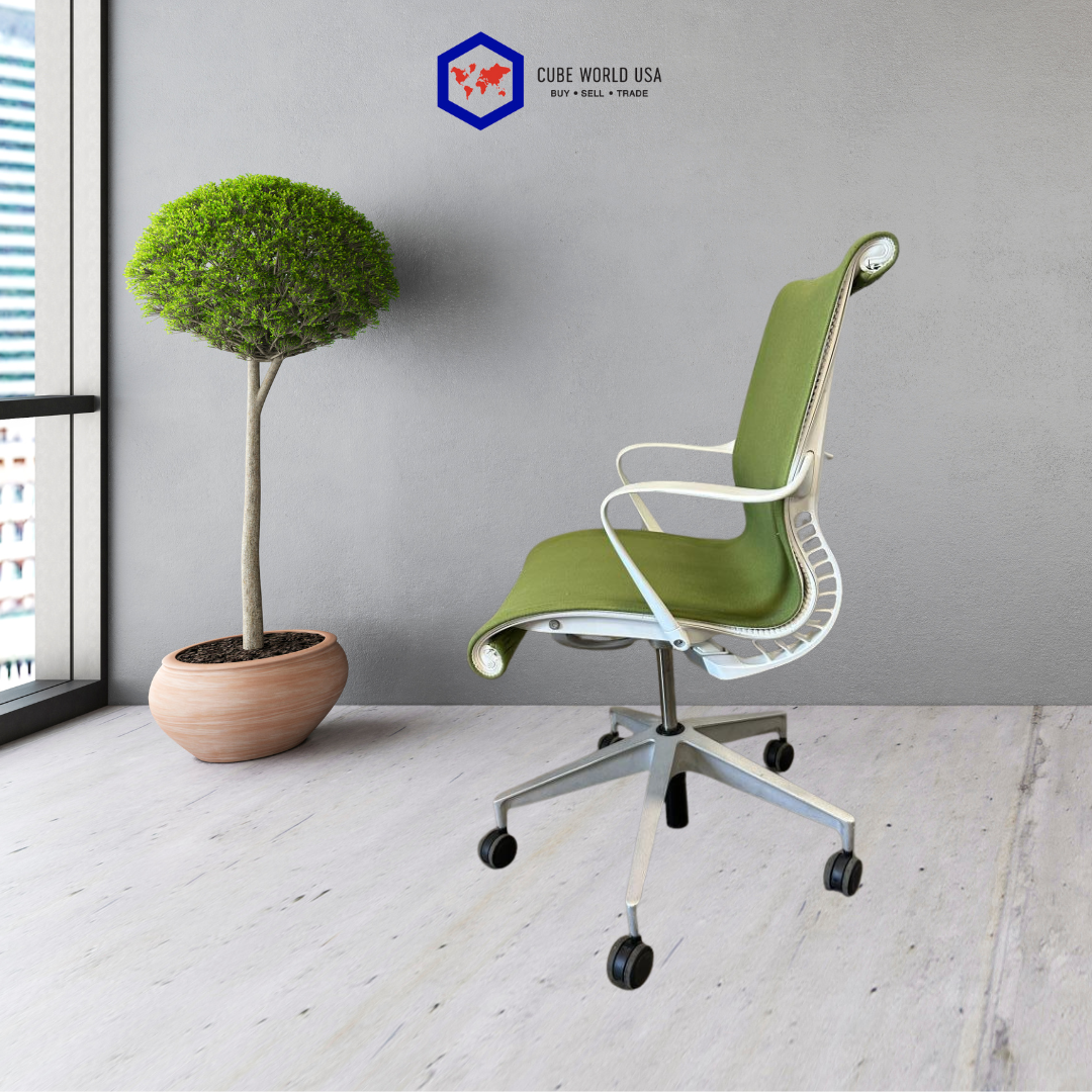 Herman Miller Setu Green Wool White Base