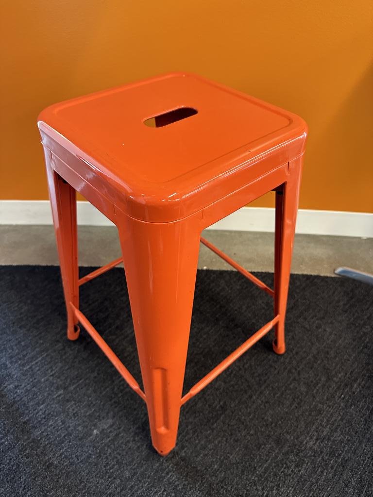 Brayton Orange Metal Stackable Bar Stools