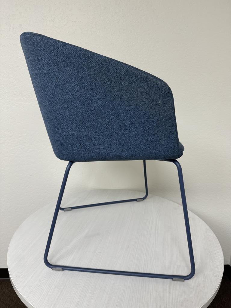 Poppin Pitch blue sled bucket seat chair