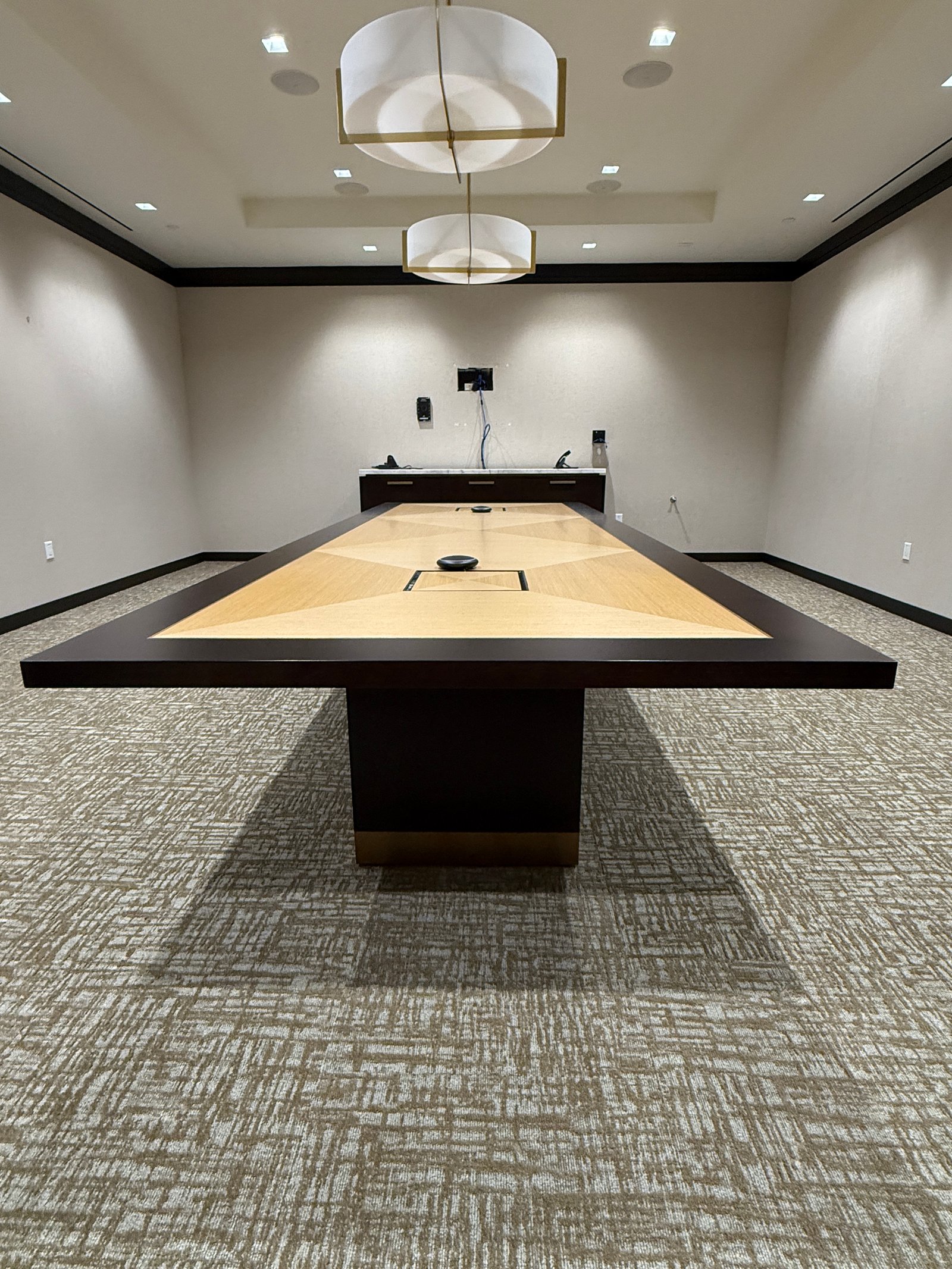Gianni 14'x5' Luxury Veneer Powered Conference Table two tone