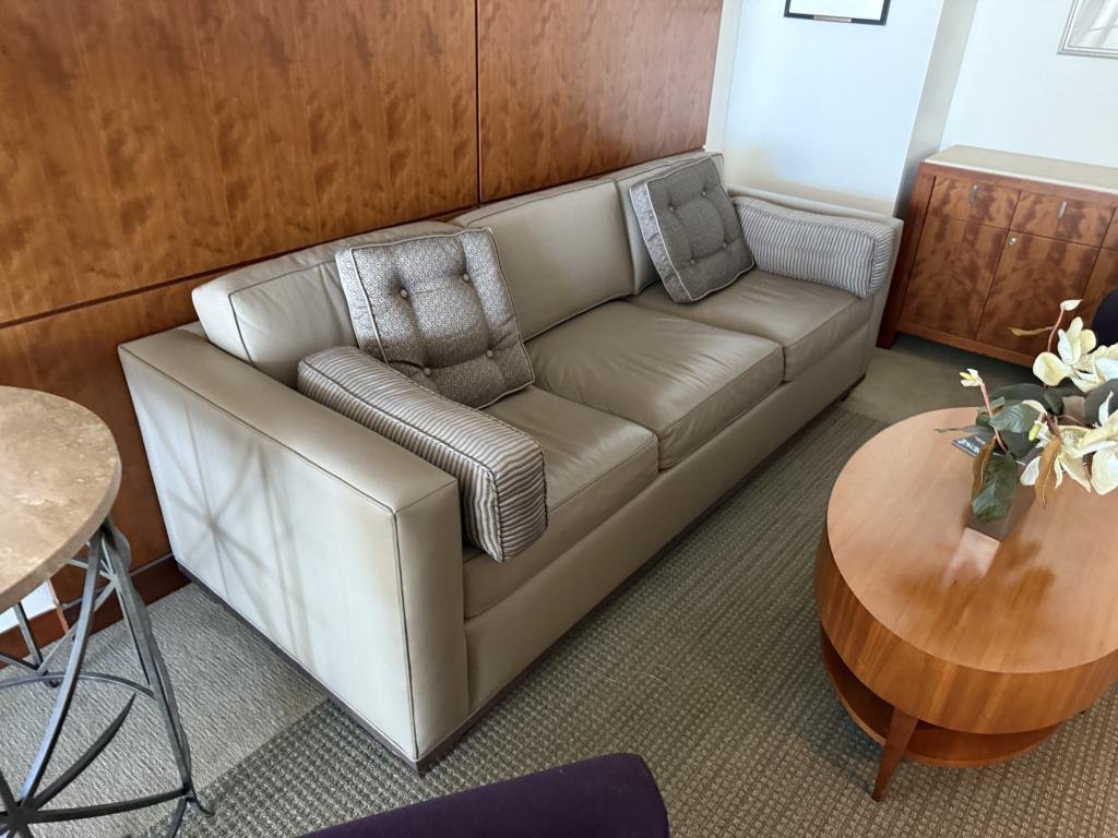 Bernhardt Executive Leather Sofa Neutral