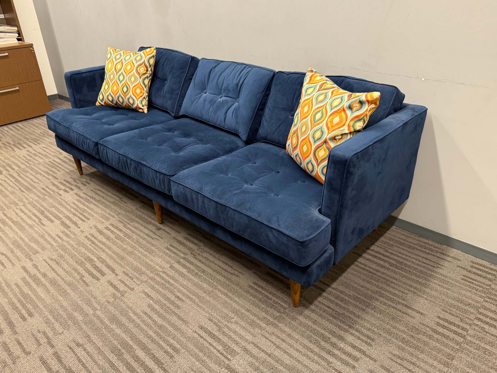 Arcadia Blue Executive Lounge Couch 36”deep x87” wide