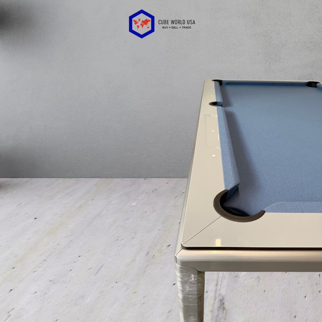 Custom Silver and Blue Granite Pool Table and Dinner Table
