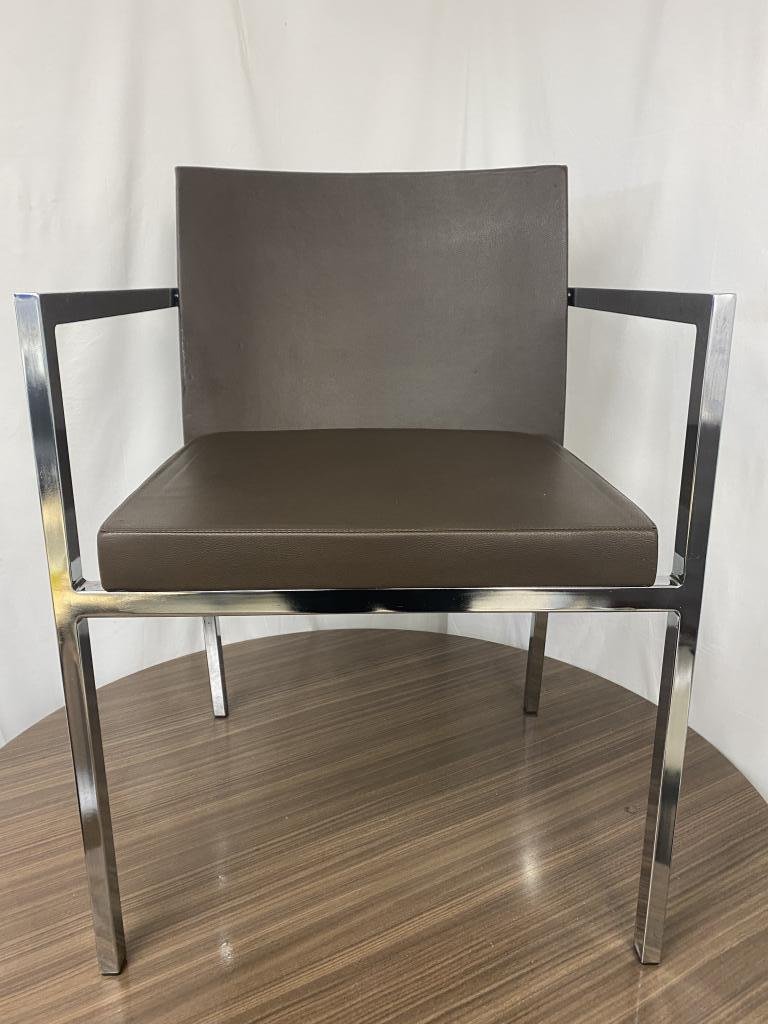 Stylex Mocha Plush Leather & Chrome Chair