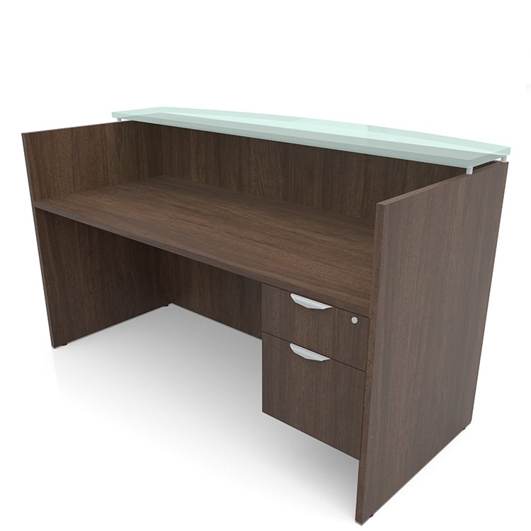 Modern 6' Reception Desk Shell W/Glass & Ped