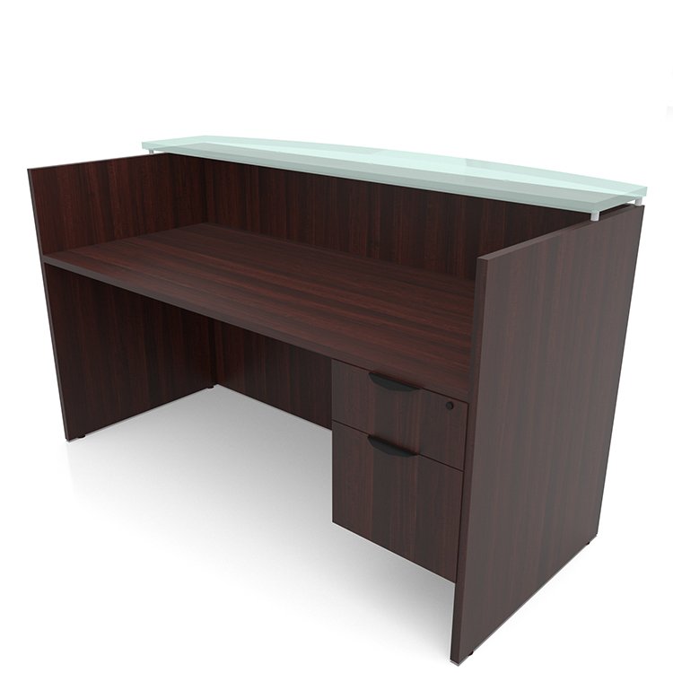 Modern 6' Reception Desk Shell W/Glass & Ped
