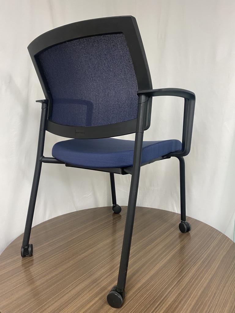 Sit On It Blue stacking chairs on casters