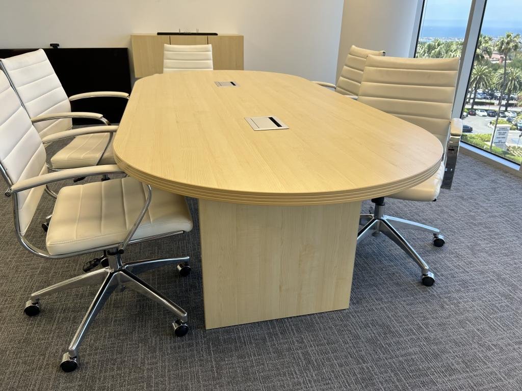 7ft wide Maple Powered conference table
