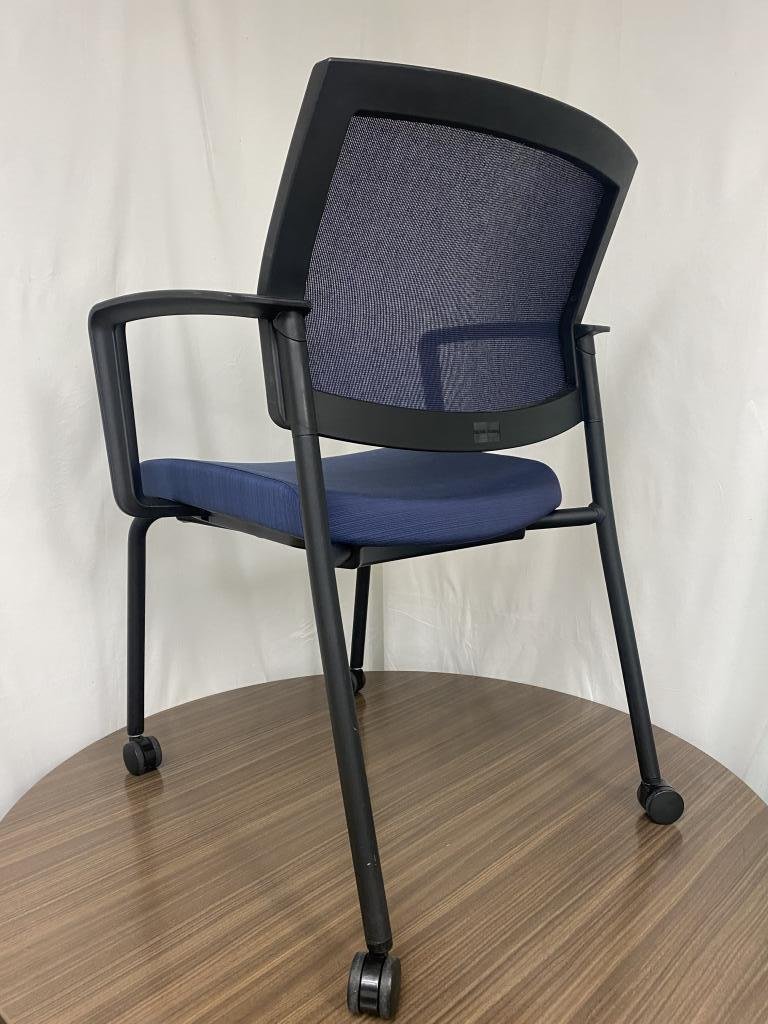 Sit On It Blue stacking chairs on casters