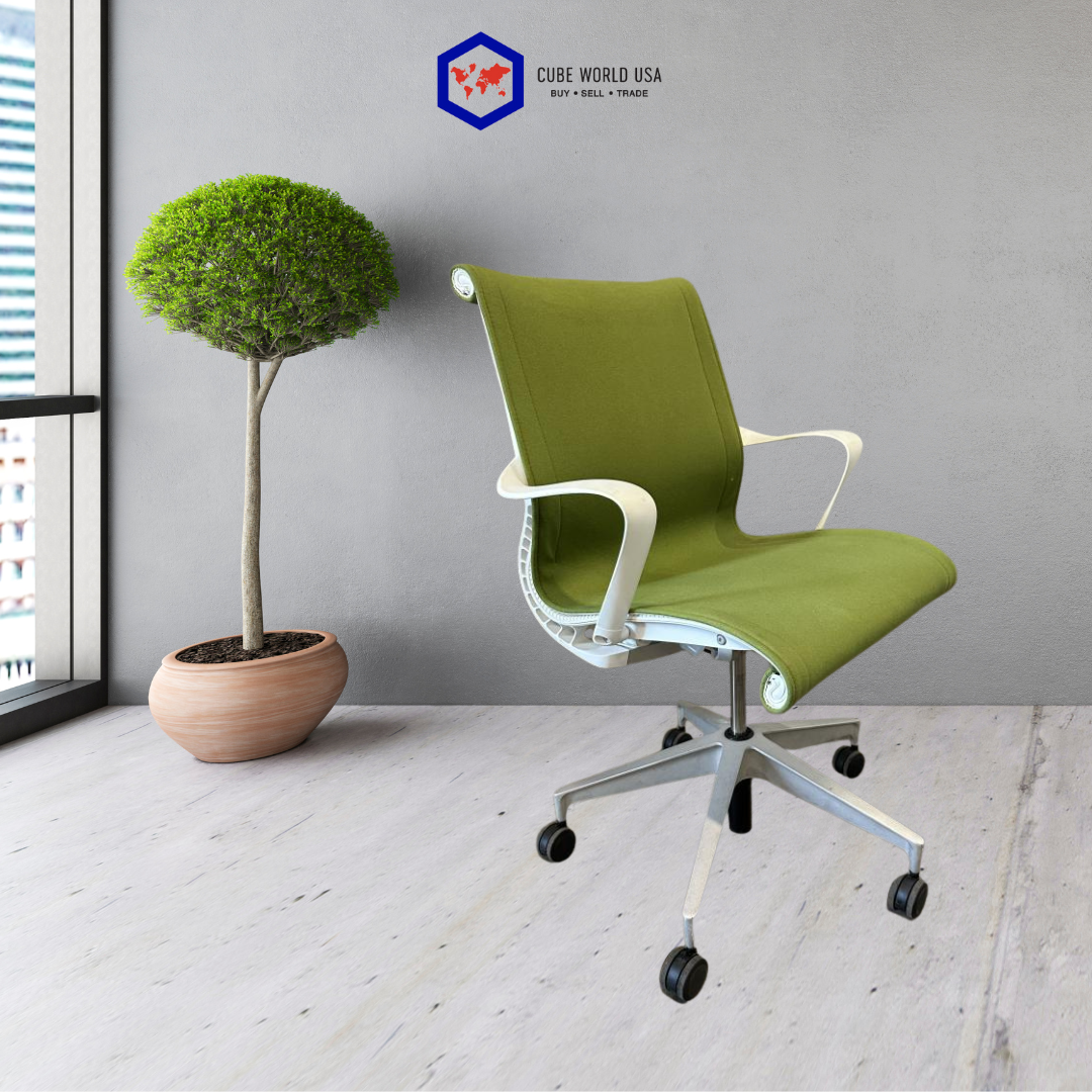 Herman Miller Setu Green Wool White Base