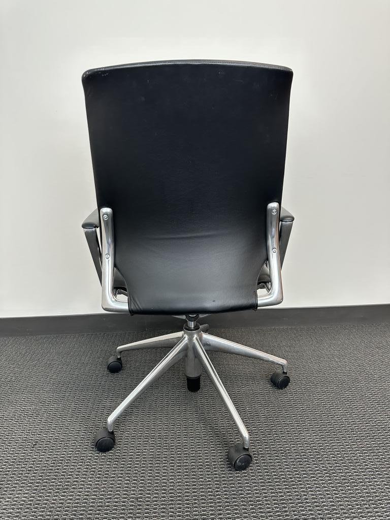 Vitra Meda Black Leather and Chrome Chair