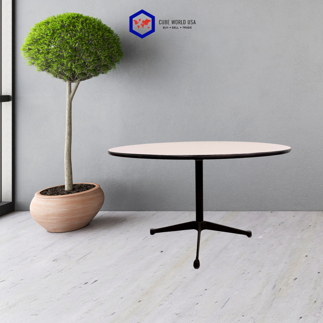 Herman Miller 42in Speckled Gray Round Table.